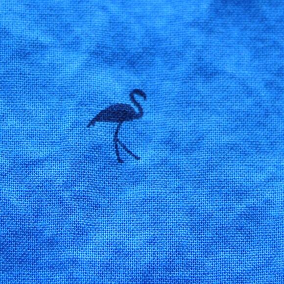 H&M Large Blue Flamingo Button Down Short Sleeve Shirt Large - Picture 4 of 5